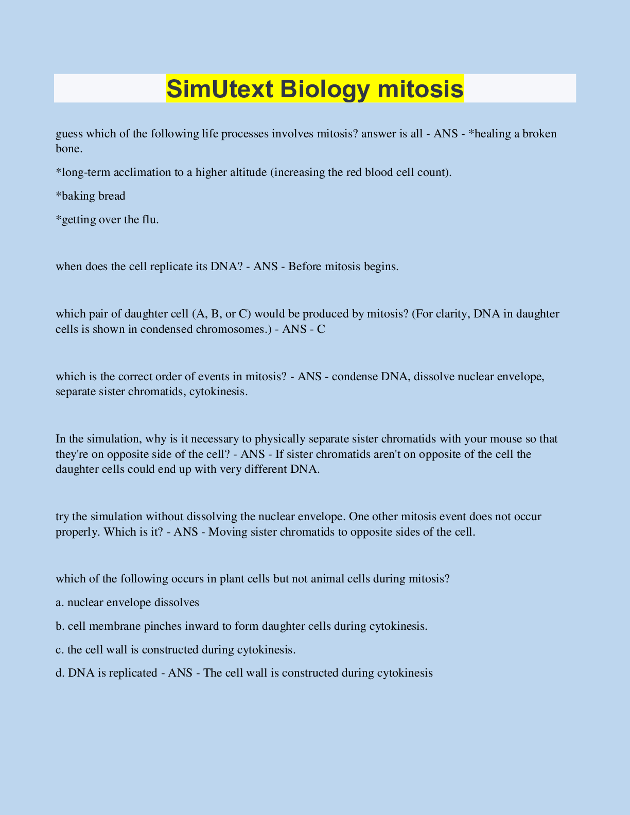 Preview image of SimUtext Biology mitosis document